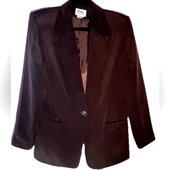 Joan Leslie Brown Silk Work Wear Casual Blazer Women’s Size 10 - Picture 1 of 7